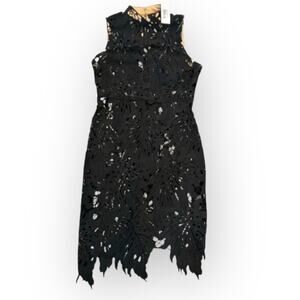 Sugar + Lips Women's Black High Neck Crochet Dress *missing nude slip | Size XS